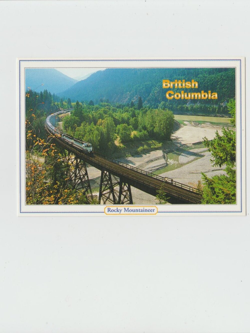 Vintage Postcard Of Rocky Mountaineer Train Crossing Wooden Trestle Bridge